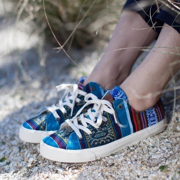 inkkas Shoes - 𝅺INKKAS Multicolor Ethnic Print Bluebird Low Top Sneakers - Size 7